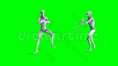 有趣的外星舞蹈<strong>江南风</strong>格。 现实运动和皮肤着色器。 4K绿屏镜头..